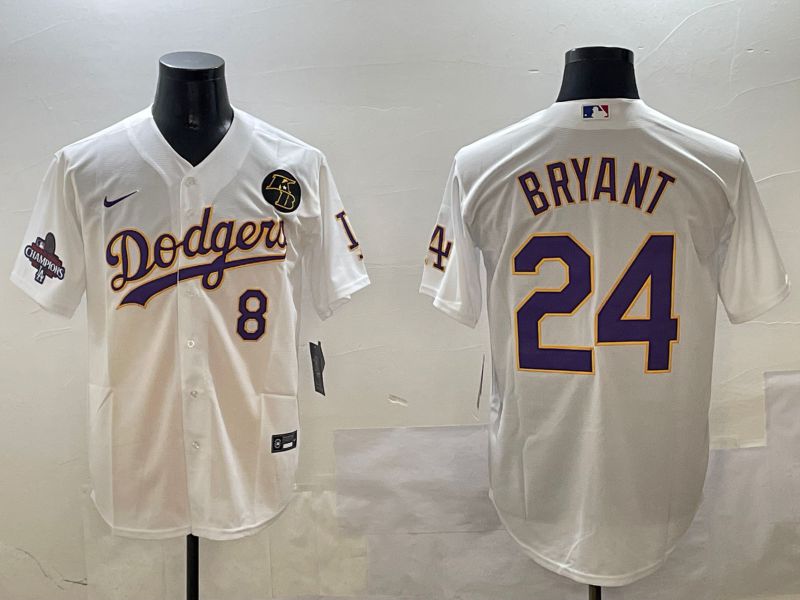 Men Los Angeles Dodgers 24 Bryant White Fashion Game 2025 Nike MLB Jersey style 3062